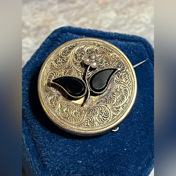 Victorian Gold-Filled Or Gold Shell Mourning Brooch/Pin - Picture 5 of 13